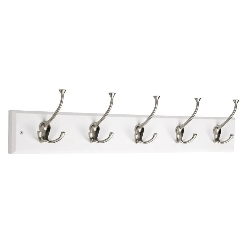 27 in. White and Satin Nickel Tri-Hook Rack2.48 / each