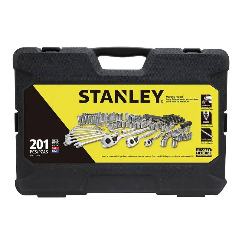 Stanley COLORmaxx Series STMT71654 Mechanics Tool Set, 201-Piece, Chrome Vanadium Steel, Chrome, Silver