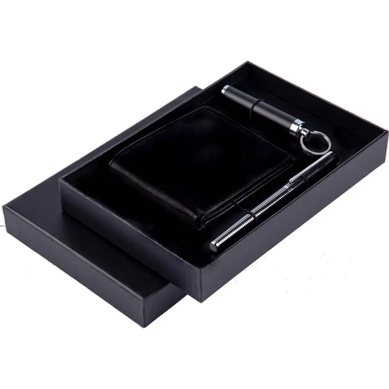 TUMBES - Set of Mens Wallet, Flashlight Keyring and Metal Pen