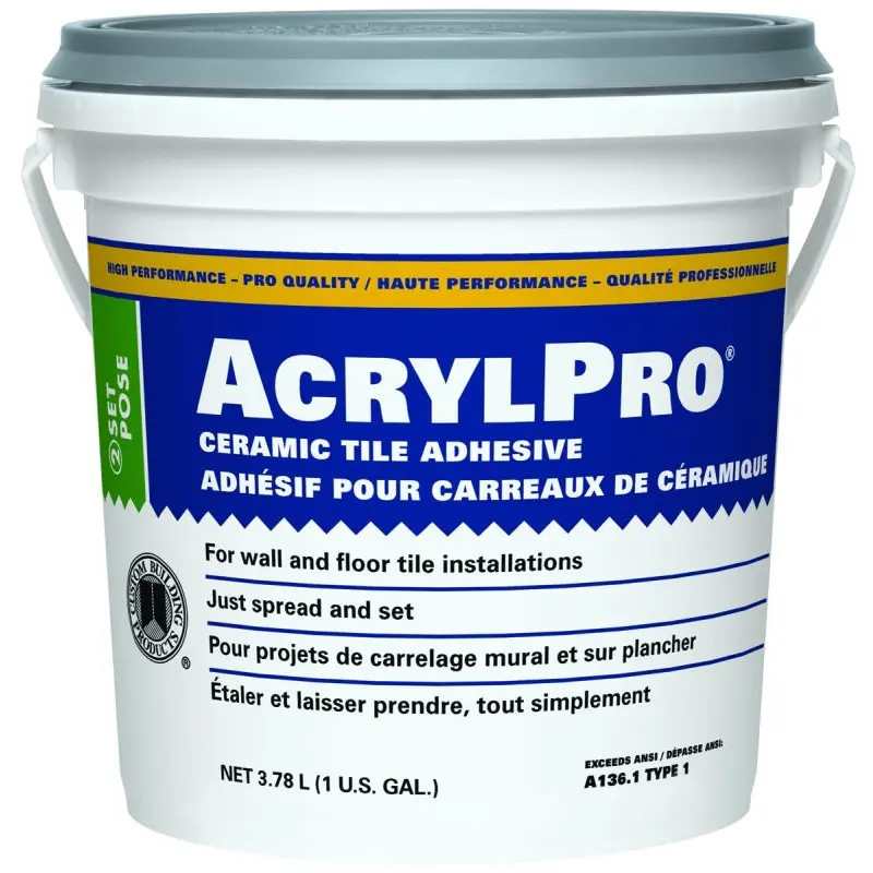 CUSTOM ARL40001-2 Ceramic Tile Adhesive, White, 1 gal Pail