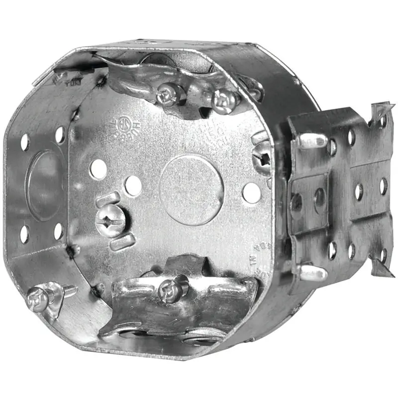 Hubbell 54151LBBAR Octagonal Box, 4 in OAW, 1-1/2 in OAD, 4 in OAH, 2-Knockout, Metal Housing Material