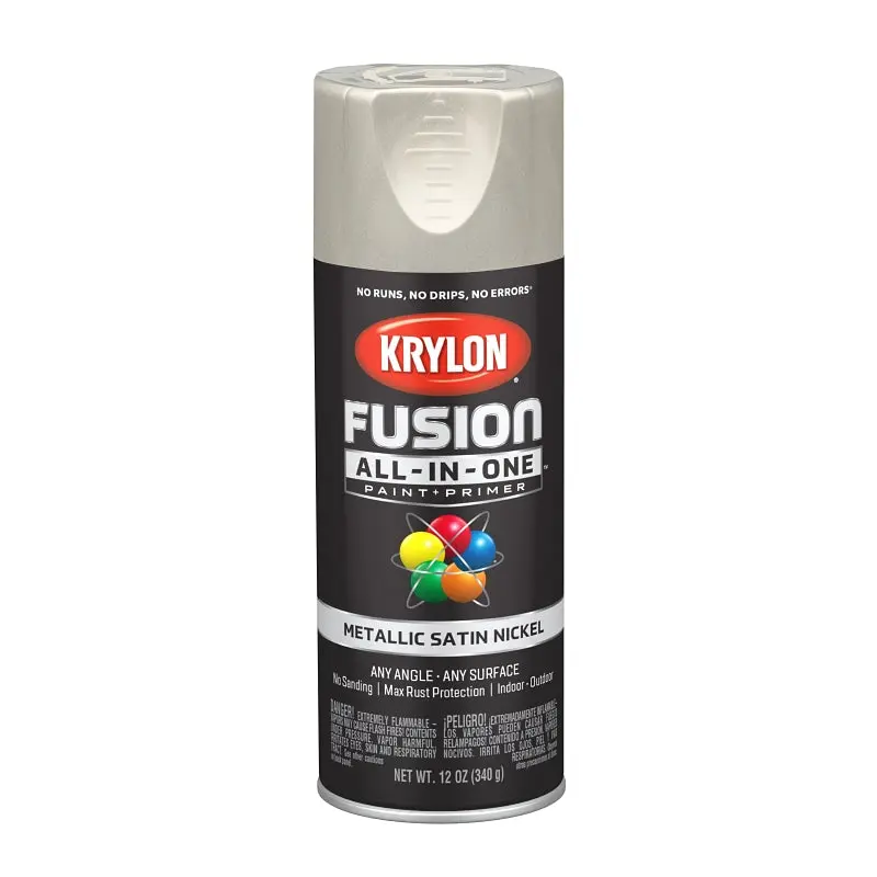 Krylon K02772007 Spray Paint, Satin, Nickel, 12 oz, Can