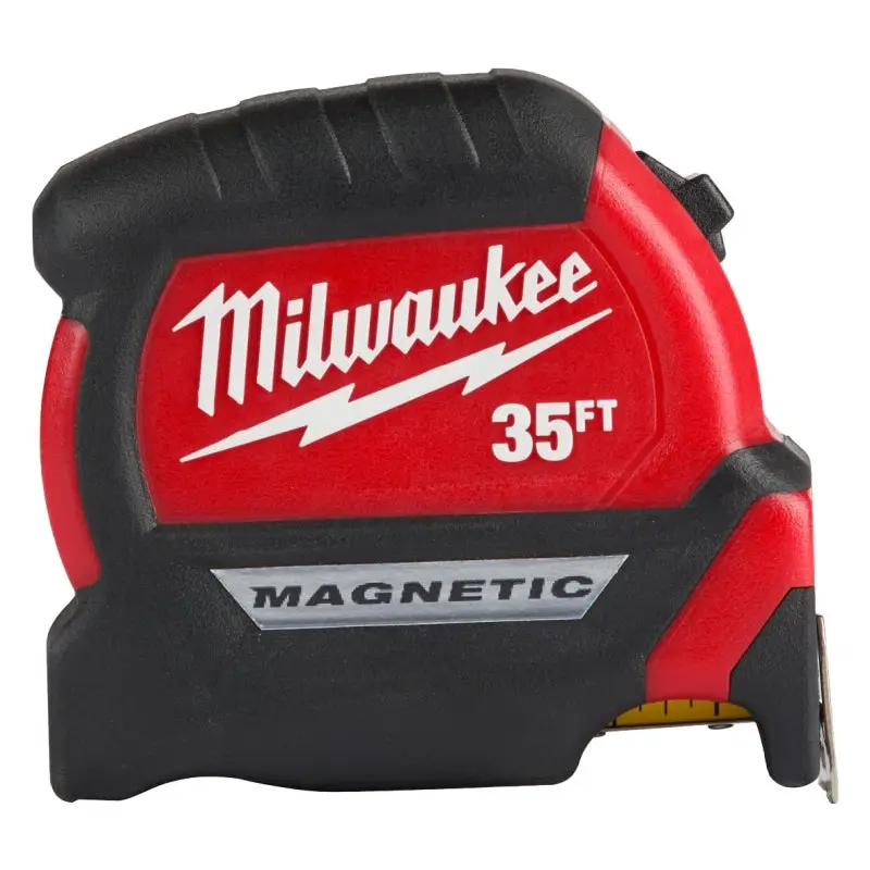Milwaukee 48-22-0335 Tape Measure, 35 ft L Blade, 1 in W Blade, Steel Blade, ABS Case, Black/Red Case