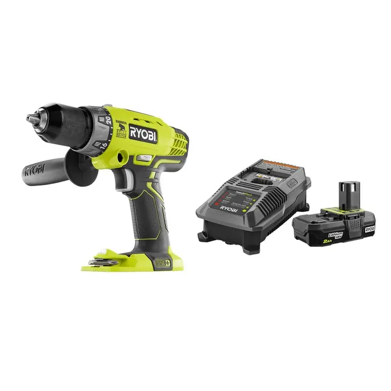 18-Volt ONE  Cordless 1/2 in. Hammer Drill/Driver with Handle with 2.0 Ah Battery and Charger KitTool Only / 4.04