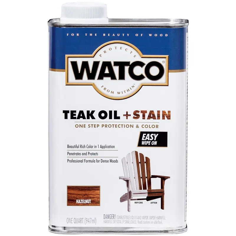 Watco 348746 Oil and Stain, Warm Glow, Hazelnut, Liquid, 1 qt, Can