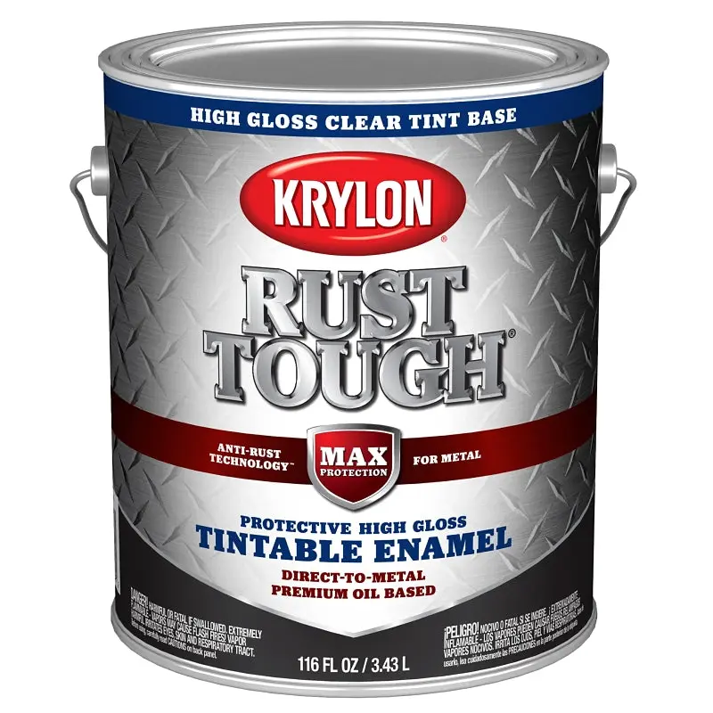 Krylon Rust Tough K09750008 Enamel Paint, Gloss Sheen, Clear, 1 gal, 400 sq-ft/gal Coverage Area