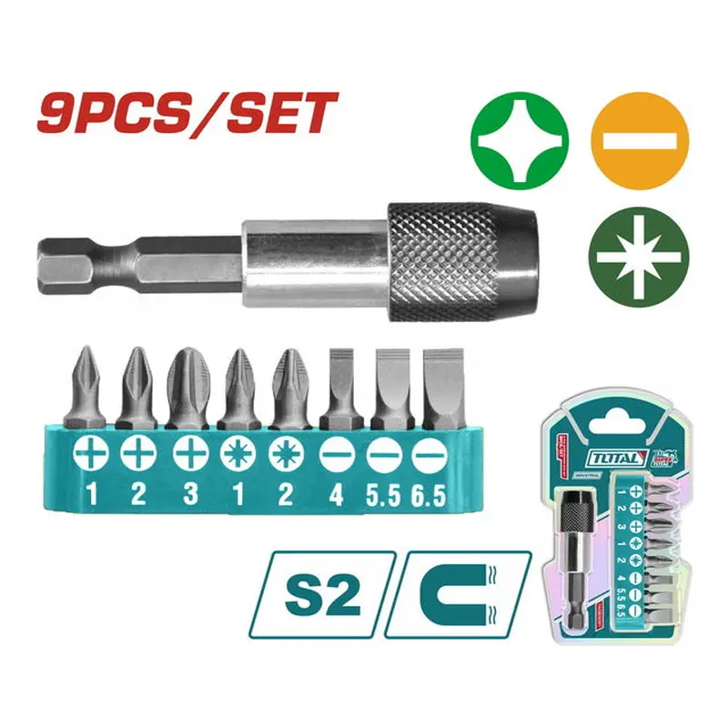 TOTAL 9pcs SCREWDRIVER BITS SET (TACSD3091)
