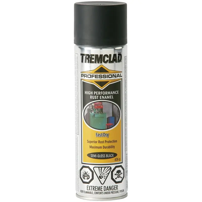 Tremclad 5707507838 Rust Preventative Spray Paint, Semi-Gloss, Black, 426 g, Can
