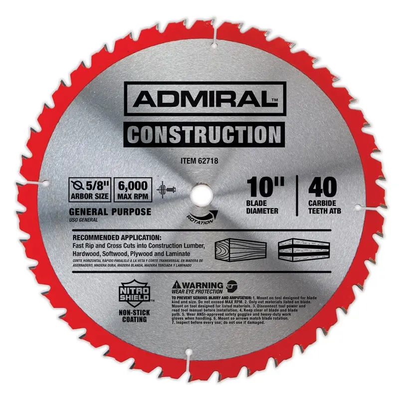 10 in., 40T General Purpose Circular Saw Blade with Nitro Shield Coating
