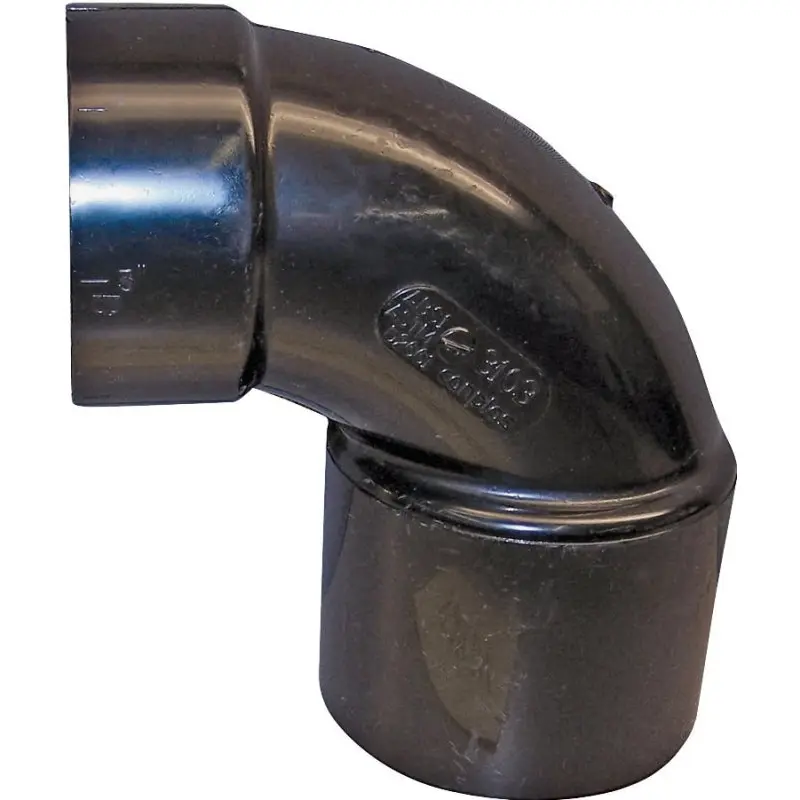 Canplas 103103BC Reducing Closet Pipe Elbow, 4 x 3 in, Spigot x Hub, 90 deg Angle, ABS, Black