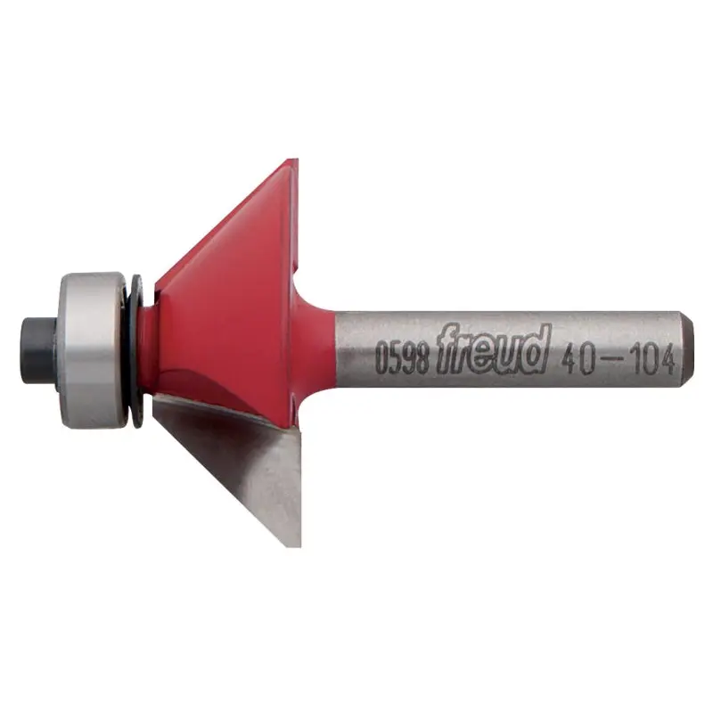 Freud 40-104 Chamfer Router Bit, 1-11/32 in Dia Cutter, 1/2 in L Cutting, 2-3/16 in OAL, 1/4 in Dia Shank, Carbide