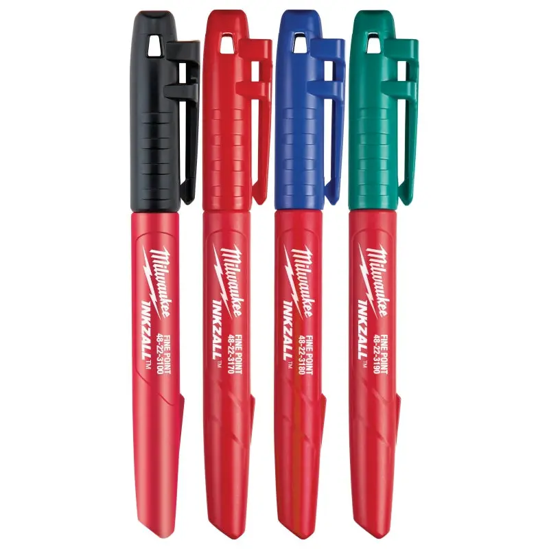 Milwaukee 48-22-3106 Marker Set, 1 mm Tip, Black/Blue/Green/Red, 5-1/2 in L