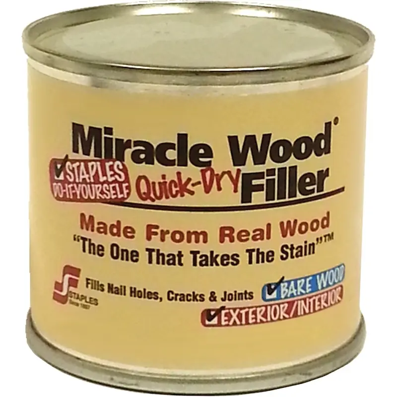Staples Miracle Wood 901 Wood Filler, Putty, Strong Solvent, Natural, 0.25 lb