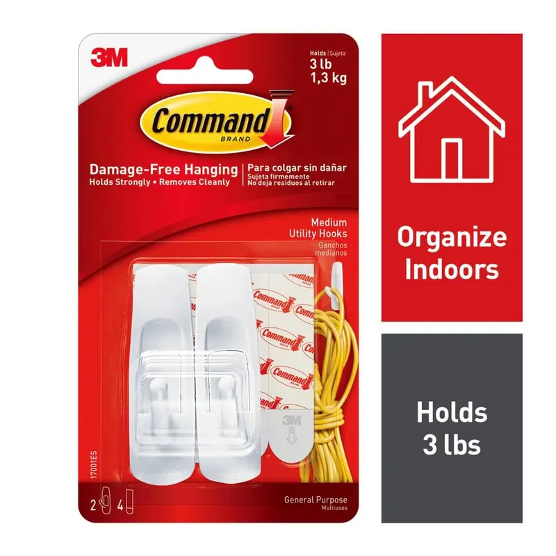 3 lbs. Medium Plastic Hooks (2-Hooks, 4-Strips)