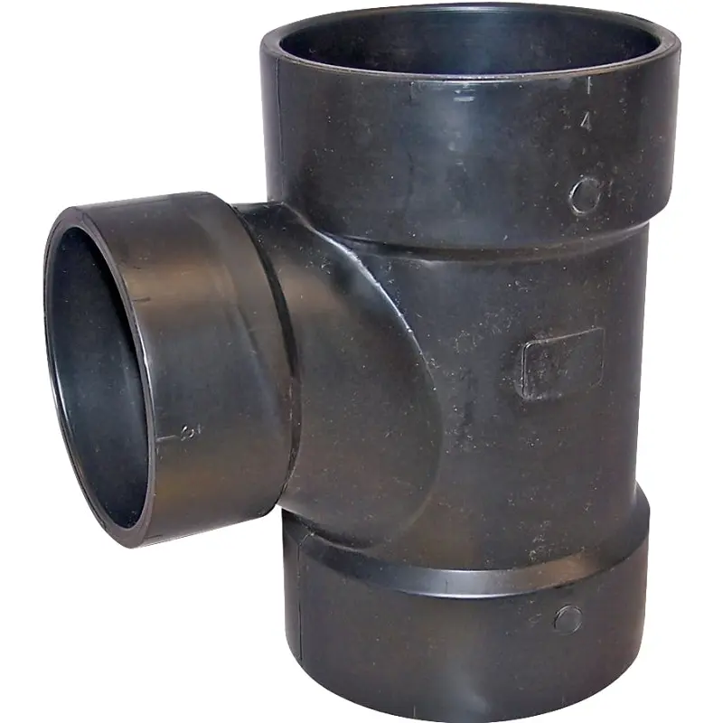 Canplas 102136BC Reducing Sanitary Pipe Tee, 4 x 3 in, Hub, ABS, Black