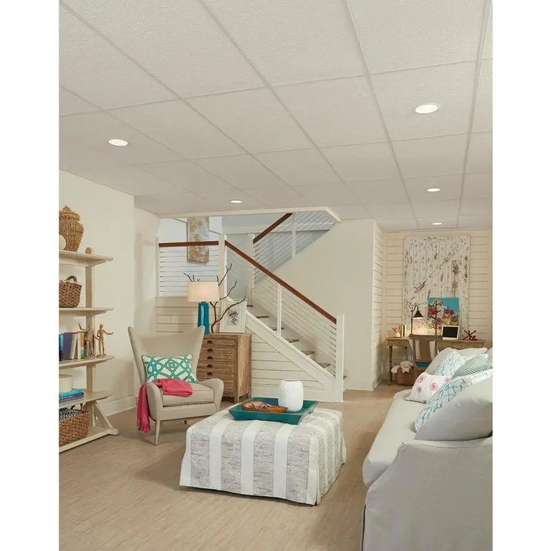 Armstrong Ceilings 48-in x 24-in Impression 8-Pack White Textured 15/16-in Drop Acoustic Panel Ceiling Tilessq/ft