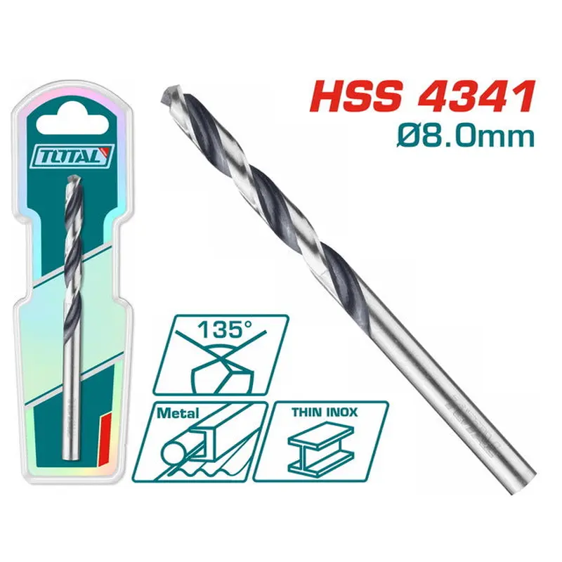 TOTAL 4341 HSS drill bit 8mm 1pcs (TAC1200804)