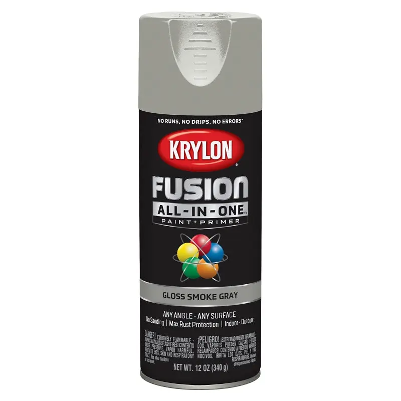 Krylon K02723007 Spray Paint, Gloss, Smoke Gray, 12 oz, Can