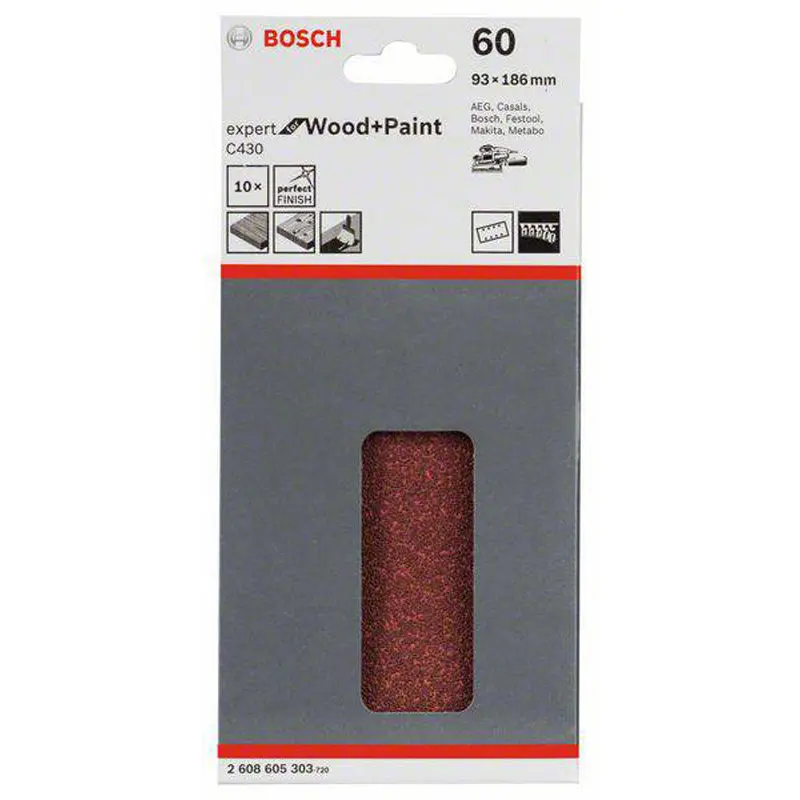Sanding Sheet C430 Expert for Wood/Paint, 93x186mm,G60