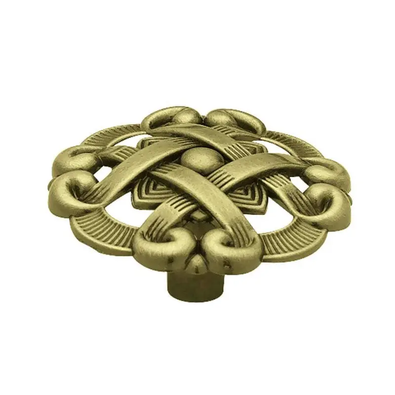 1-1/2 in. (38 mm) Antique Brass Weave Pattern Round Cabinet Knob.2 / each