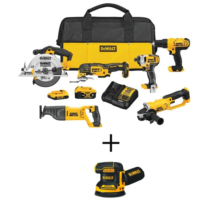 20-Volt MAX Lithium-Ion Cordless Combo Kit (6-Tool) with 20-Volt Brushless 5 in. Random Orbital Sander (Tool-Only)33.3 / bundle