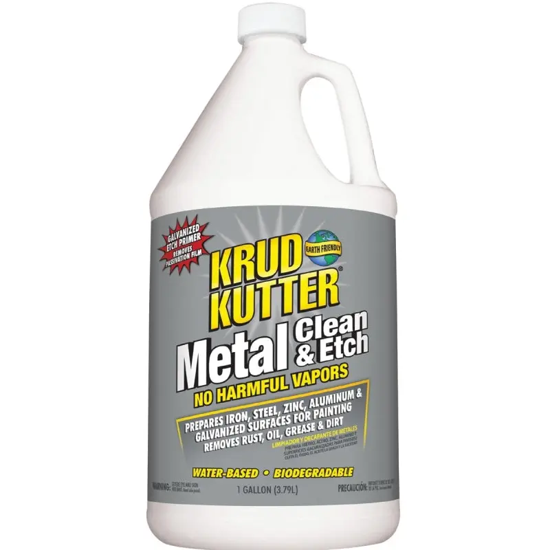 Krud Kutter ME014 Metal Clean and Etch, Liquid, Mild, Translucent Orange, 1 gal, Bottle