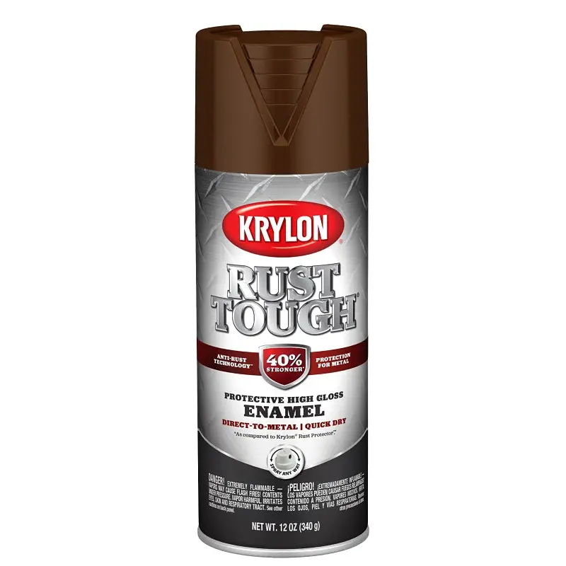 Krylon Rust Tough K09263008 Enamel Spray Paint, Gloss, Leather Brown, 12 oz, Can