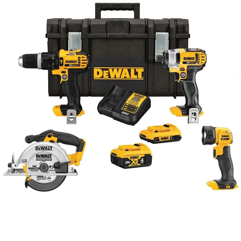 20-Volt MAX Lithium-Ion Cordless Combo Kit (4-Tool), 2Ah Battery, 4Ah Battery, Charger, with Tough System Case42.95 / each