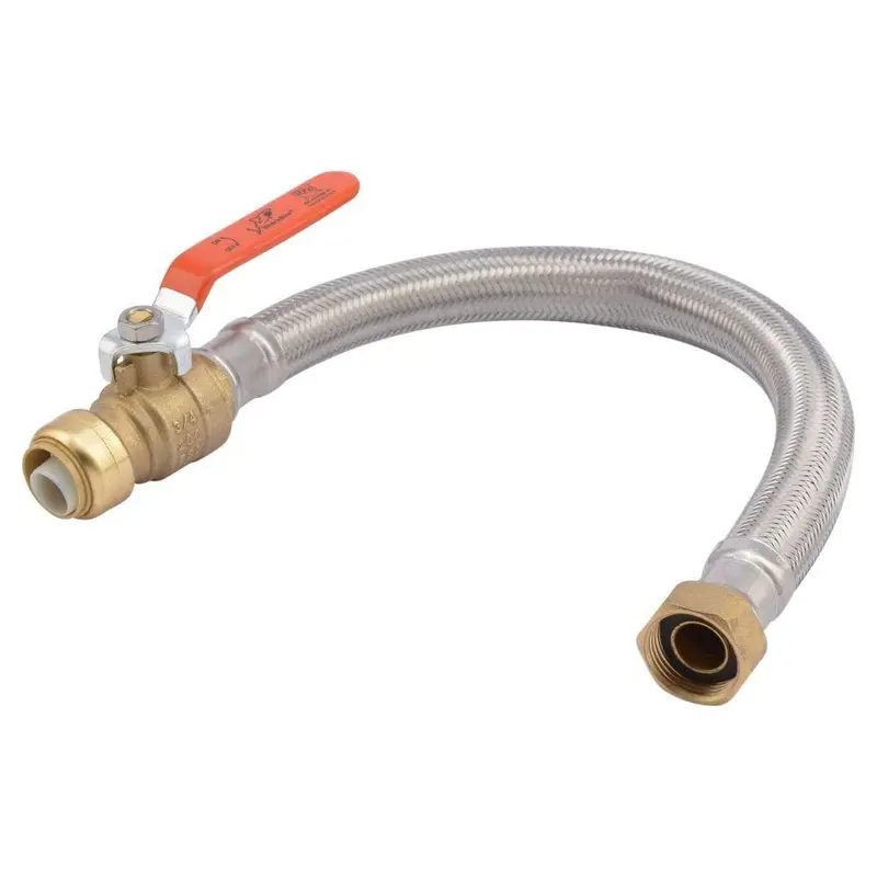 3/4 in. Push-to-Connect FIP 18 in. Braided Stainless Steel Water Heater Connector with Integrated Ball Valve (2-Pack)1.036 / package