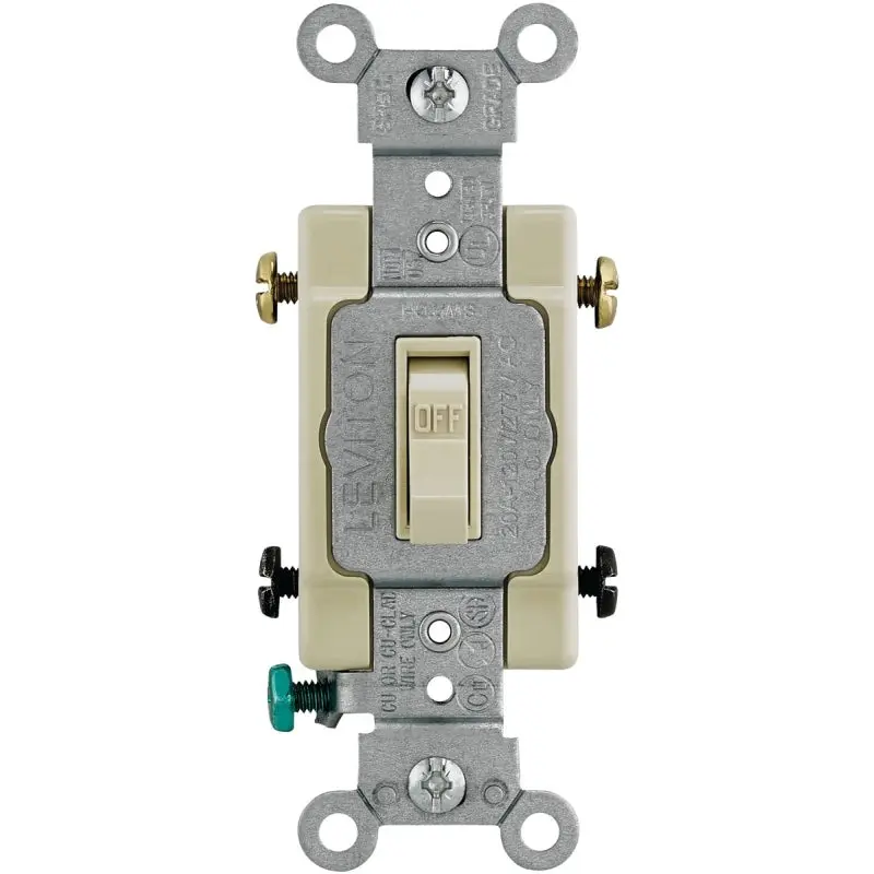Leviton 54522-2I Switch, 20 A, 120/277 V, Lead Wire Terminal, NEMA WD-1, WD-6, Thermoplastic Housing Material
