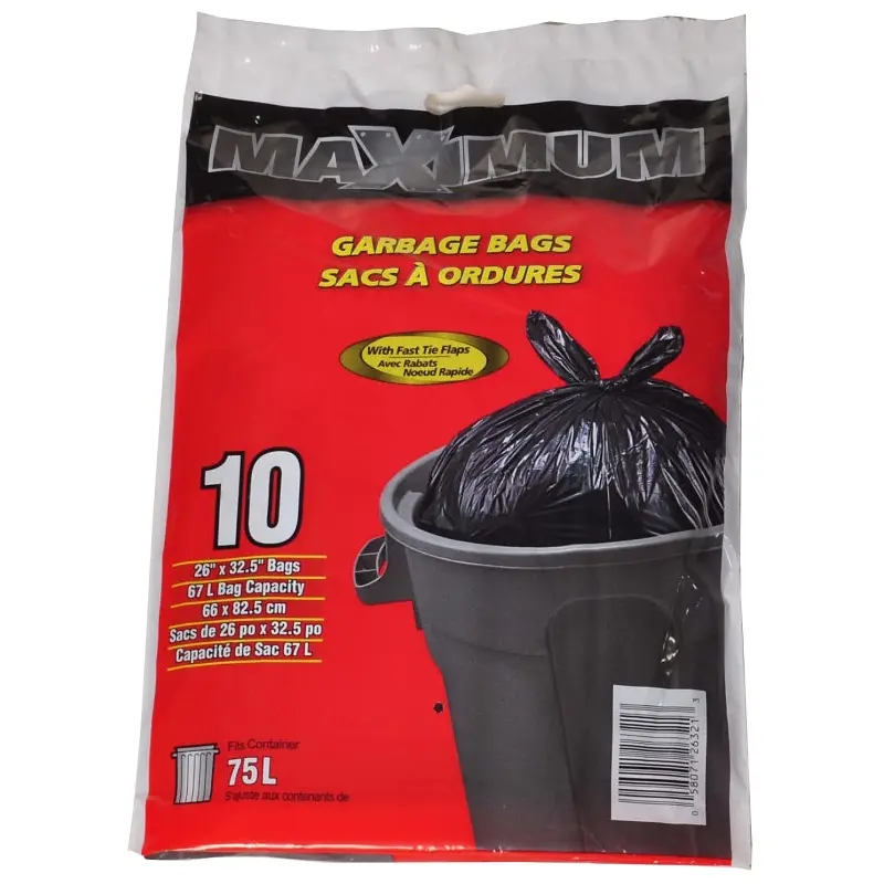 MAXIMUM 26321 Garbage Bag, Regular, Plastic, Black