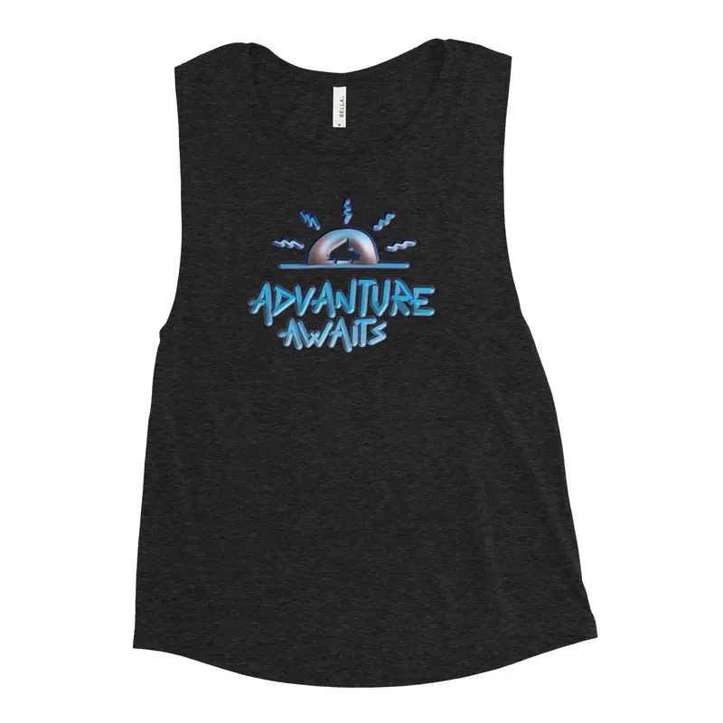 Advanture Awaits Womens Muscle TankWhite / S