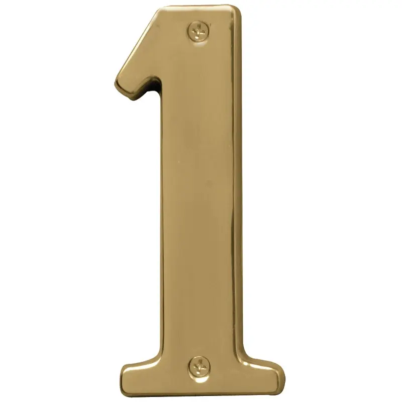 Hy-Ko Prestige Series BR-51PB/1 House Number, Character: 1, 5 in H Character, Brass Character, Brass