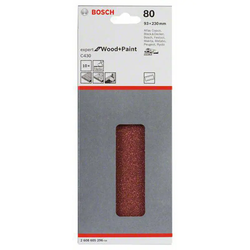 Sanding Sheet C430 Expert for Wood/Paint 93x230mm, 8 holes G80 10pcs