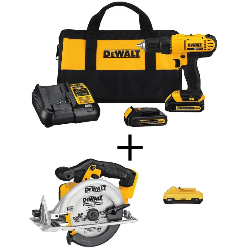 20-Volt MAX Li-Ion Cordless 1/2 in. Drill/Driver Kit w/ Bare 20-V Li-Ion 6-1/2 in. Circ Saw & 20-V Li-Ion 4 Ah Battery6.75 / bundle