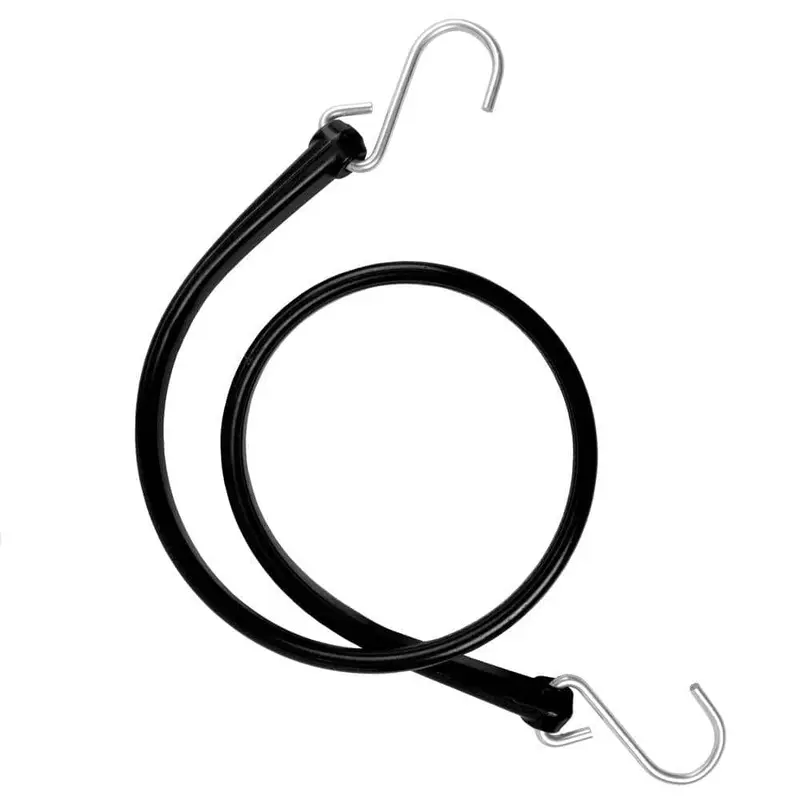 31 in. Polyurethane Bungee Strap with Stainless Steel S-Hooks (Overall Length: 36 in.) in Black