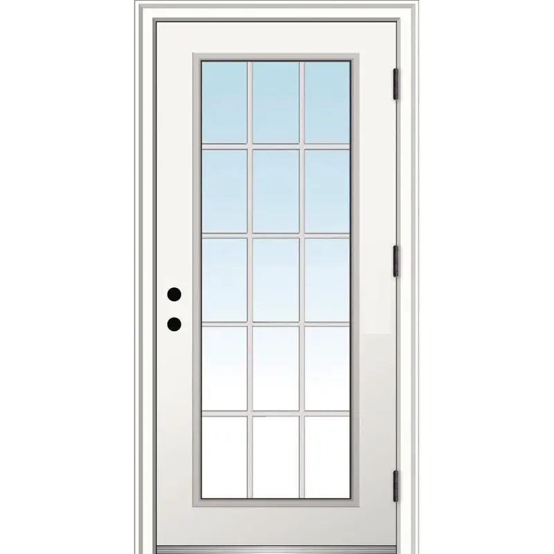 32 in. x 80 in. Classic Left-Hand Outswing 15 Lite Clear Low-E Primed Steel Prehung Front Door with BrickmouldPrimed / 32 x 80 / Left Hand/Outswing