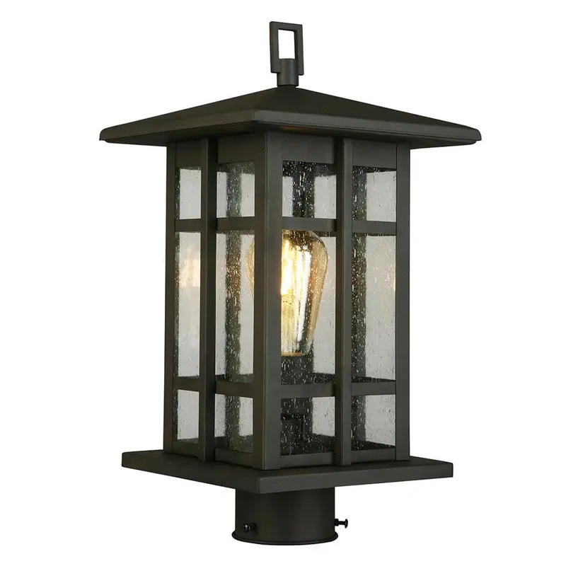 Arlington Creek 7.5 in. W x 15 in. H 1-Light Matte Bronze Outdoor Post Light with Clear Seeded Glass9.04 / each