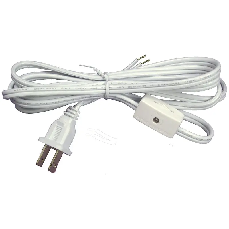 Atron LA945 Lamp Cord with In-Line Switch, 6 ft L, White Sheath