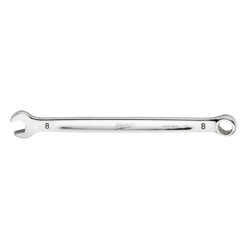 Milwaukee 45-96-9508 Combination Wrench, Metric, 8 mm Head, 5.51 in L, 12-Point, Steel, Chrome