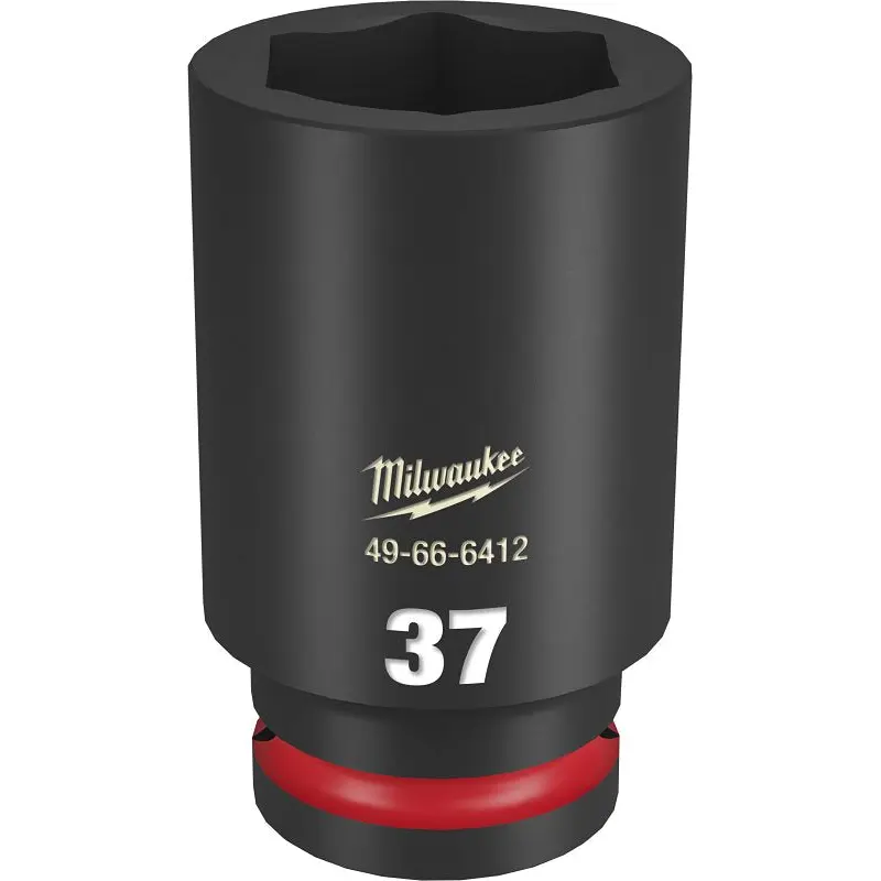Milwaukee SHOCKWAVE Impact Duty Series 49-66-6412 Deep Impact Socket, 37 mm Socket, 3/4 in Drive, Square Drive, 6-Point
