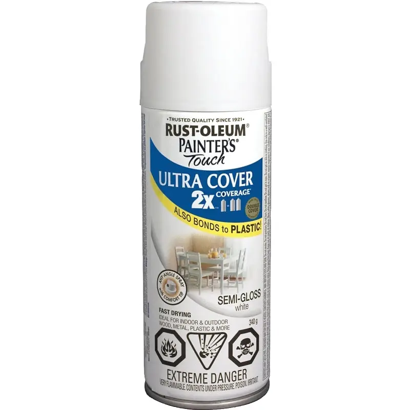 Rust-Oleum 268418 Spray Paint, Semi-Gloss, White, 340 g, Can