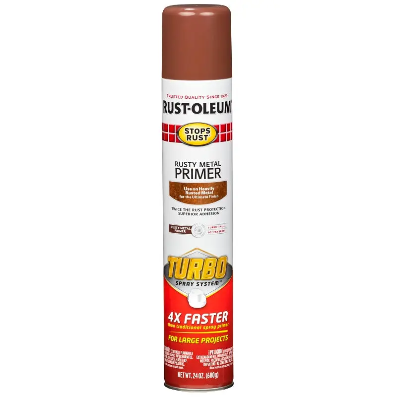 Rust-Oleum Stops Rust 353346 Primer with Turbo Spray System, Rusty Metal Red, 24 oz