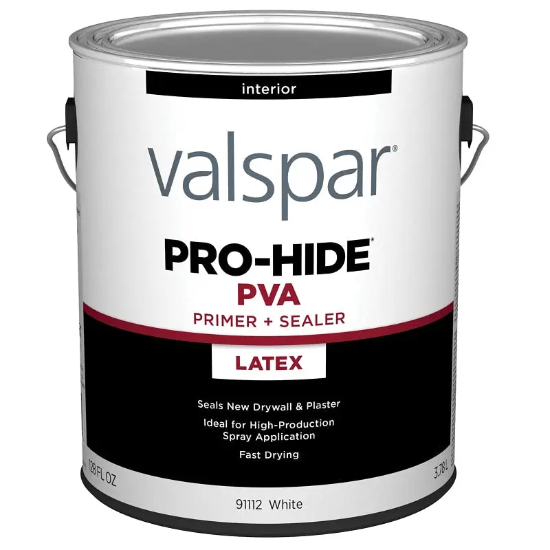 Valspar Pro-Hide 91112 028.0091112.007 Interior PVA Primer, White, 1 gal, Metal Pail
