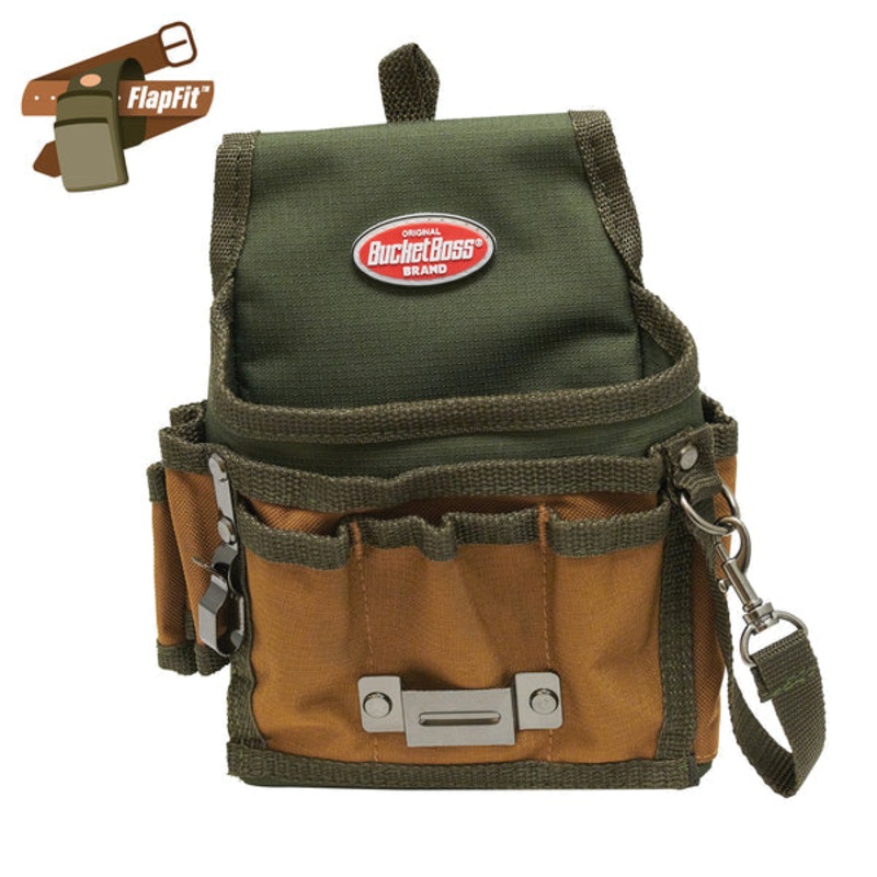 Bucket Boss 54140 Tool Pouch With FlapFit, 6-Pocket, Poly Ripstop/600D Poly