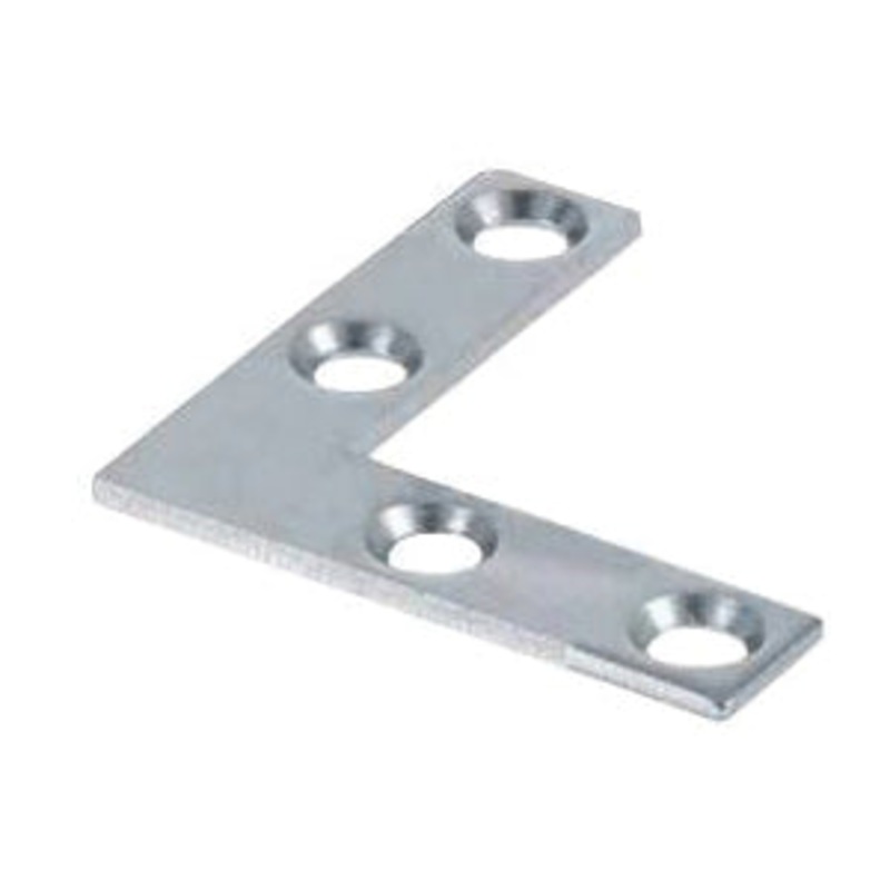 HARDWARE ESSENTIALS 851103 Flat Corner Brace, 5 in L, 7/8 in W, Steel, Zinc-Plated