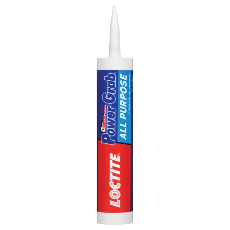 LOCTITE Power Grab 2022554 All-Purpose Construction Adhesive, Solid, White, 7 days Curing, 9 oz, Tube