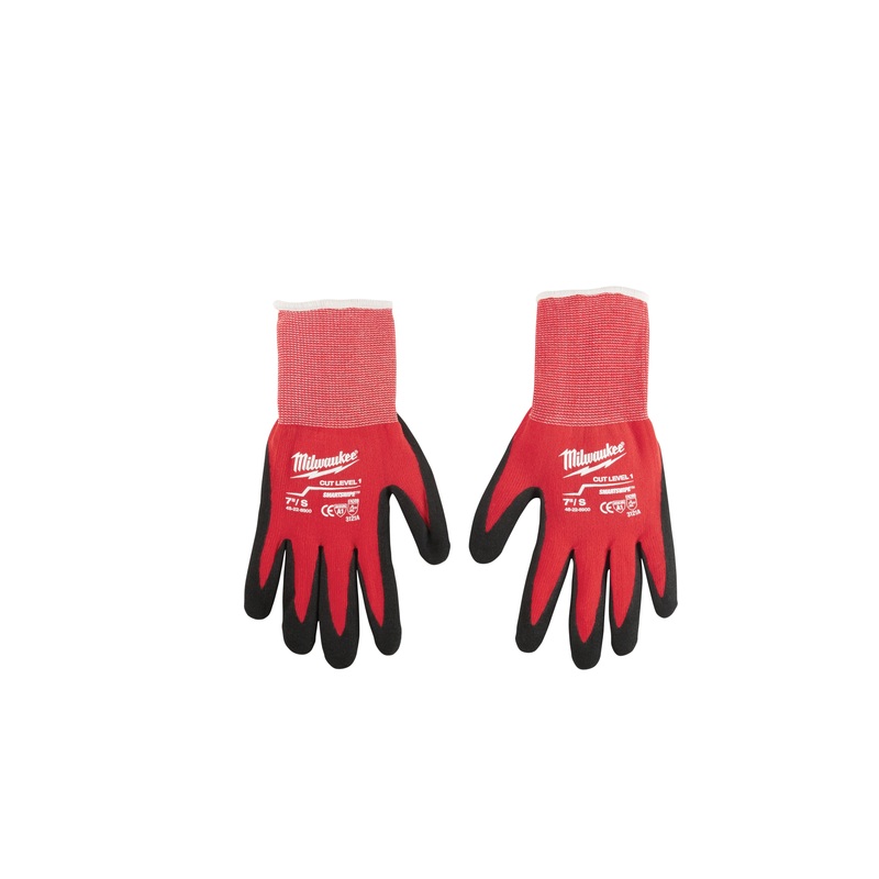 Milwaukee 48-22-8900 Dipped Gloves, S, Elasticated Knit Cuff, Nylon/Nitrile Glove