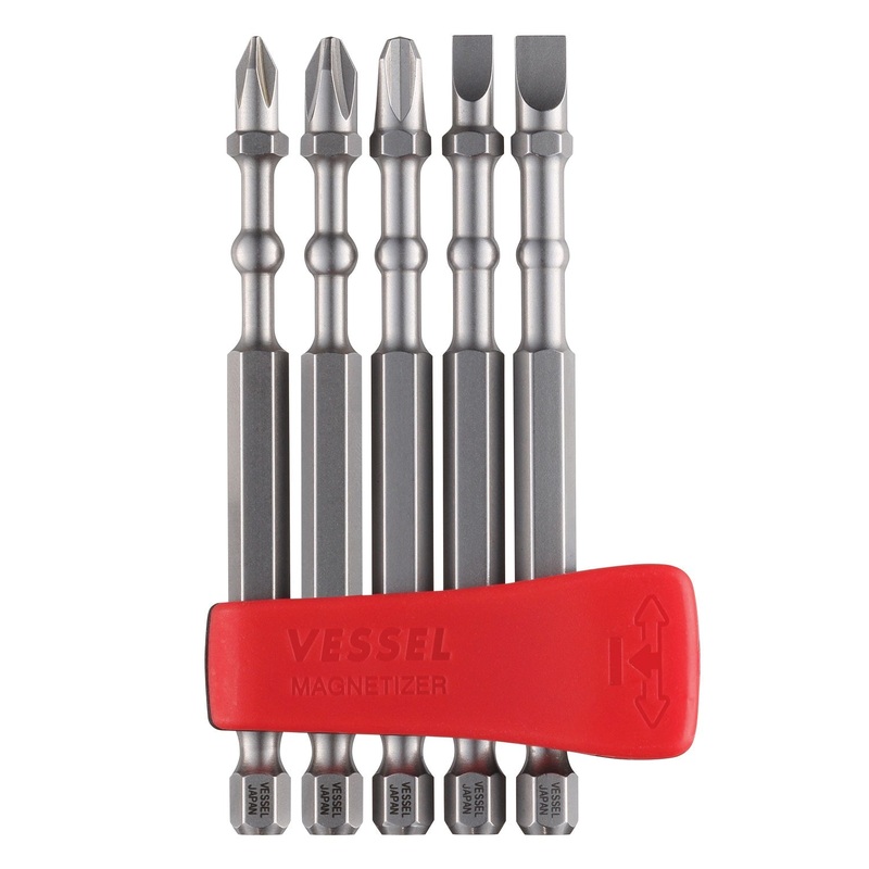 VESSEL IMPACT BALL IBMG90K001 Torsion Bit Set with Mag Charge Holder, 90 mm OAL, 5 -Piece